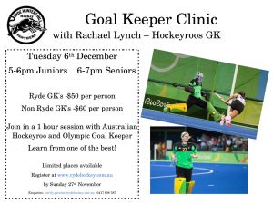 Goalie Clinic Rachael Lynch 2016