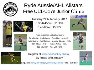 Aussie AHL junior clinic 24 Jan 2017