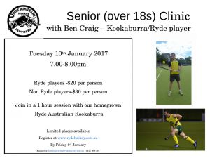 Ben Craig Clinic 10 Jan 2017 - seniors